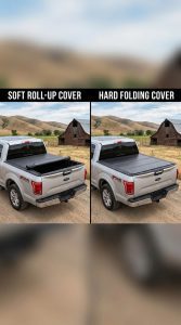 Comparison of a soft roll-up bed cover and a hard folding bed cover.